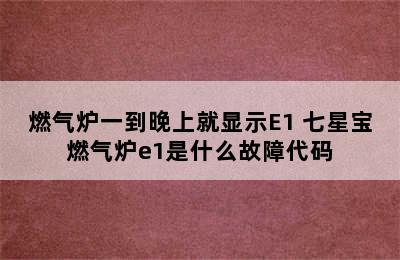 燃气炉一到晚上就显示E1 七星宝燃气炉e1是什么故障代码